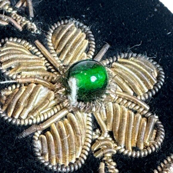 Vintage Black Velvet Peacock Evening Clutch Purse Zardozi Hand Embroidery - Picture 10 of 13